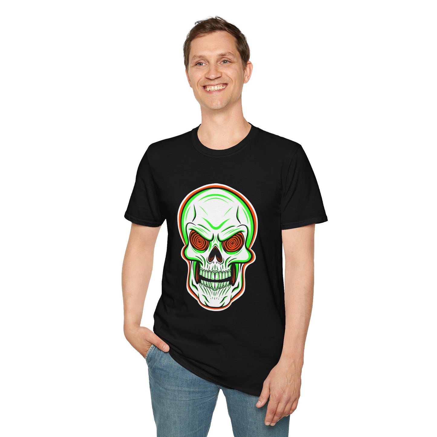 Unisex T-Shirt - Psycho Spiral Skull Design