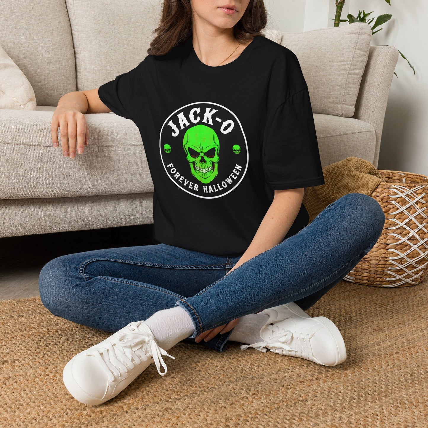 Jack-O Neon Skull Halloween T-Shirt — "Forever Halloween" Graphic Tee