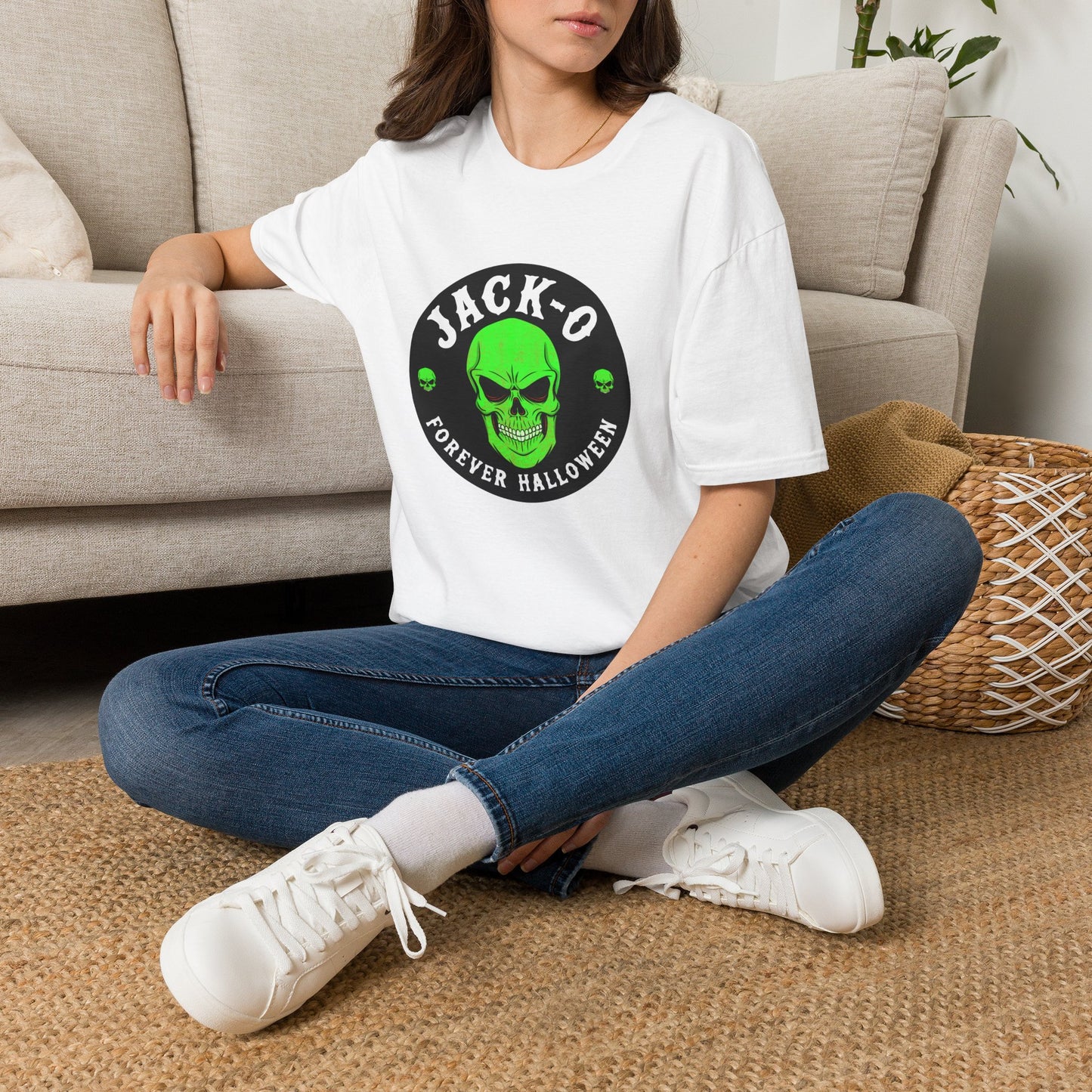 Jack-O Neon Skull Halloween T-Shirt — "Forever Halloween" Graphic Tee