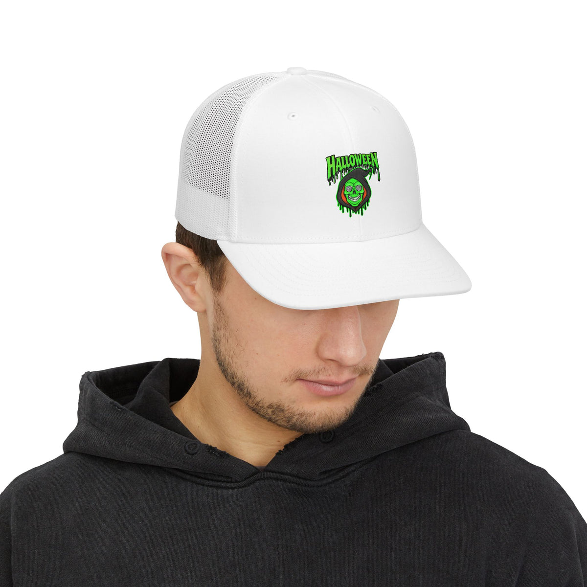 Halloween Green Skull Trucker Cap