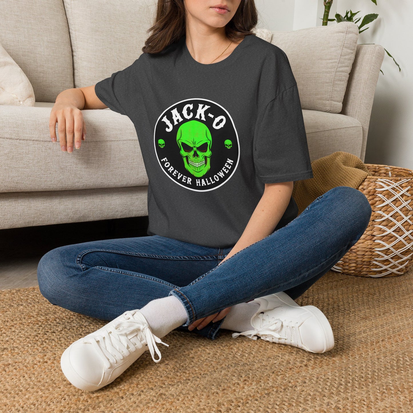 Jack-O Neon Skull Halloween T-Shirt — "Forever Halloween" Graphic Tee